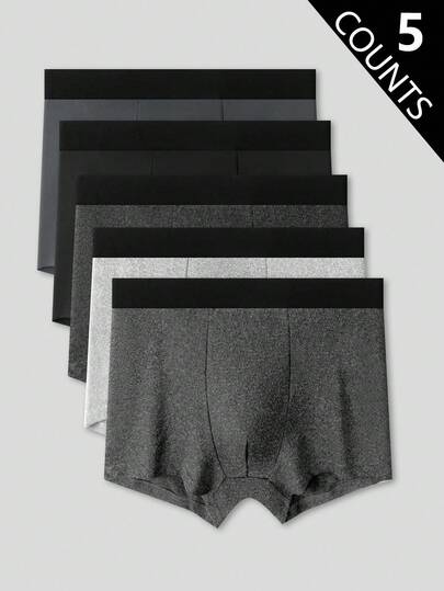 5pcs/Pack Basic Casual Comfortable Fashion Young Sports Easyfave Plus Size Men's Boxer Briefs