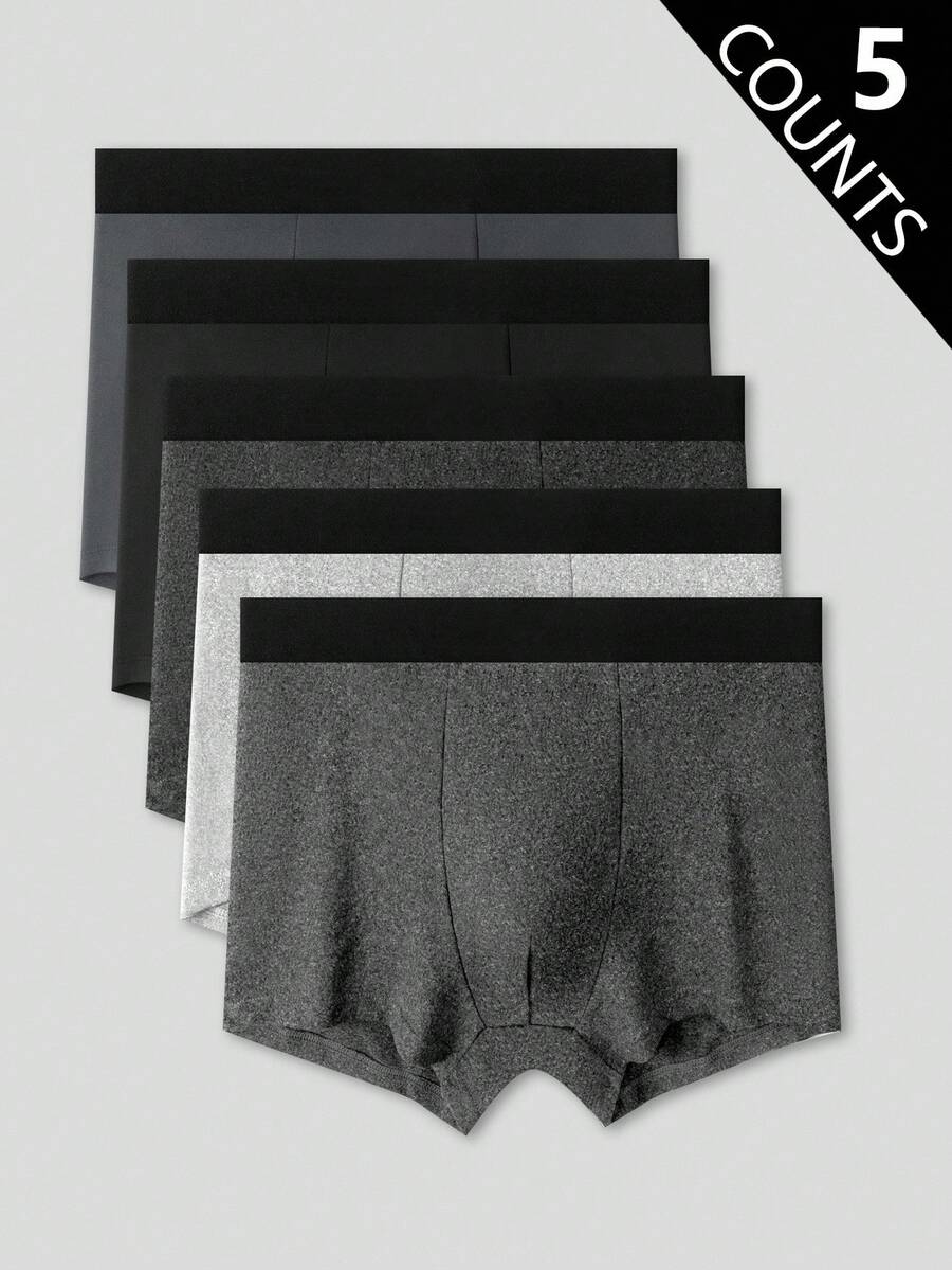 Snug Zone 5件装 基本款 休闲 舒适 时尚 年轻 运动 Easyfave 加大码 男式平角内裤 - 彩色 - 查看 1