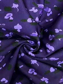 SHEIN Clasi 大码女式秋冬时尚休闲 V 领碎花长款束腰连衣裙，修身廓形长款女装 - 紫色 - 查看 5