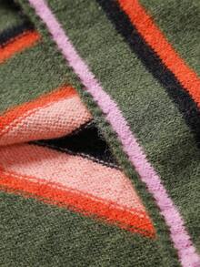 Manfinity ZONE917 男士休闲日常街头撞色条纹套头衫，秋冬 - 綠色 - 查看 5