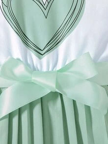 SHEIN Elladie kids Young Girl Summer Fashionable & Elegant Set, Cap Sleeve Top And Wide Leg Palazzo Pants Summer Holiday - Green - View 7