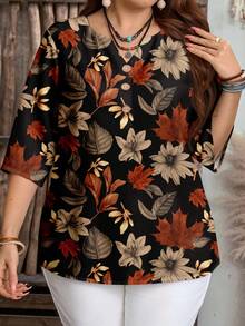 Mellowie Damen Große Größen Blumen Muster Knopfleiste Kurzarm Lässig Bluse, Damen Sommer Bluse, Damen Bluse, Country Resort Stil, Damen Boho Bluse, Damen Country Lässig Resort Tragen, Lehrerin Blusen Große Größen Blumen Oberteile Herbst Blusen Für Damen Große Größen Lässig Blusen Große Größen Herbst Oberteile Damen Große Größen Blusen Schicke Blusen Für Damen - Verschiedenfarbig - Übersicht 4