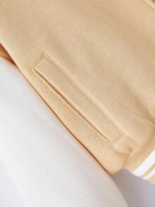 Maija Kids Young Girl Letter Graphic Drop Shoulder Long Sleeve Baseball Jacket,In Fall/Winter - Multicolor - View 4