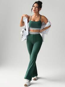 Dewbera Dewbera Pantalones casuales cómodos de yoga con parches y rayas de colores contrastantes para mujer - Multicolor - Ver 5