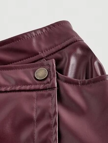 SHEIN MOD Vintage Burgundy Asymmetrical Faux Layered Shorts - Preppy Style, 70s, Casual, Comfortable, Commuting, Old Money Aesthetic, Perfect For School Attire, Teaching Outfits, And Office Wear - Burgundy - View 3