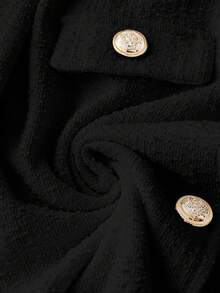 Franclia 女士优雅提花针织长袖金属纽扣大衣，秋冬女装