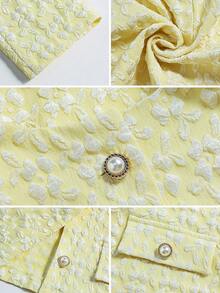 Selianne Women's Casual Jacquard Front Button Round Neck Jacket, Autumn