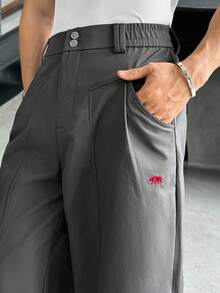 SWAVVY Pantalon ample décontracté de couleur unie pour hommes, automne - Gris - Voir 4