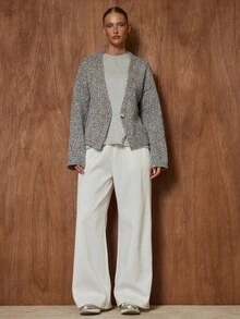 MUSERA One Button Knit Cardigan Spring Casual Cute Oversized Airport Holiday Back To School Winter Everyday - Grey - View 5
