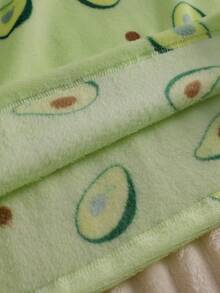 مجموعة بنطال وبلوزة طويلة بطباعة أفوكادو للمراهقات، طقم ملابس منزلية بسيطة قطعتين - أخضر - مشاهدة 6