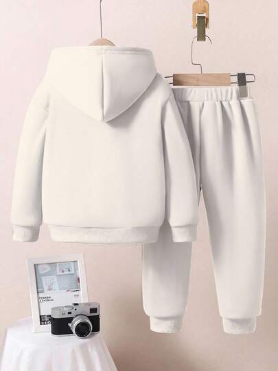 SHEIN 2pcs/Set Young Boys Cartoon Animal Graffiti Graphic Cute Style Casual Loose Fit Long Sleeve Hoodie Sweatshirt Set, Suitable For Autumn/Winter Fall