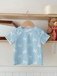 SHEIN 年轻女孩休闲简约圆领短袖T恤，适合夏季 - 彩色 - 查看 2