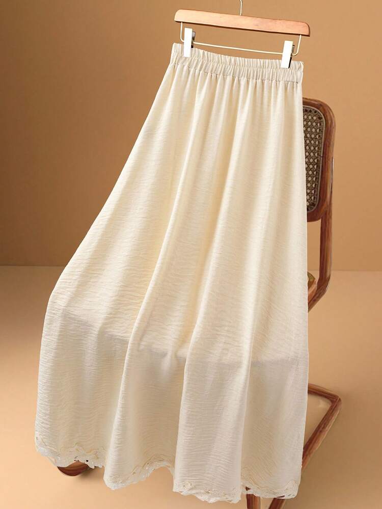 Women's Solid Color Elastic Waist Casual Linen Skirt White Long Skirt White Sundress For Women Sun Dress Long White Sun Dress For Women Gauze Women White Party Winter For Women Thanksgiving For Women