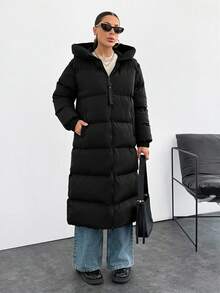 EURMUSE Premium Qualität, Wärmefunktion, großer Zipper Daunenparka - Schwarz - Übersicht 3