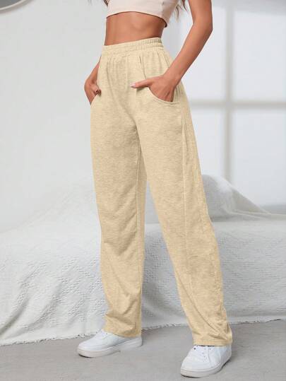 EURMUSE Women's Casual Solid Color Elastic Waist Sweatpants