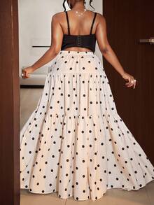 Maweii Jupe élégante à pois pour grandes tailles pour soirée