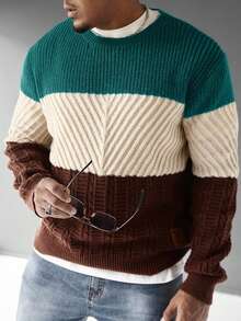 Maglione casual da uomo a righe colorate, autunno/inverno