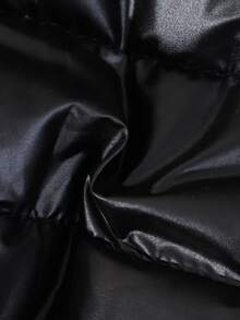 SHEIN 1 pieza Abrigo acolchado con capucha para niñas, unicolor, simple y versátil, para otoño/invierno