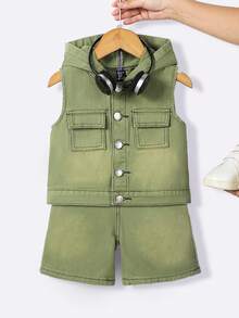 SHEIN Young Boys Denim Two Pieces Outfits