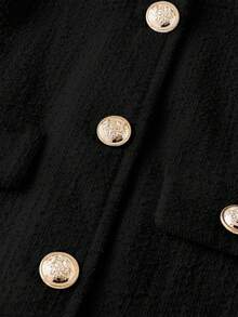 Franclia 女士优雅提花针织长袖金属纽扣大衣，秋冬女装