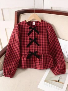 SHEIN Tween Girls Blouses - Cute Peter Pan Collar Bow Decor Shirt, White Shirt, Vacation Bow Hollow Out Blouse Girls Red Plaid Top Girls Autumn Winter Clothes Girls Red And Black Plaid Blouse Red Blouse For Girls Black Bow Blouse Girls Girls Red And Black Plaid Top Girls Red Plaid Blouse With Bows Little Girl Red Plaid Shirt Red And Black Gingham Top For Girls Girls Long Sleeve Plaid Top Girls Red Blouse Long Sleeve Girls Shirt Red Black Checkered Top Girl Clothes Autumn And Winter Red Blouse For Kids Fall