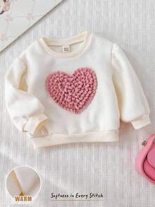 Cozy Pixies 女婴心形图案针织柔软圆领长袖套头衫