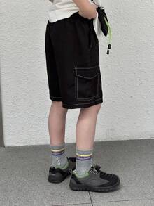 Mirajuku Tween Boy Topstitching Design Pocket Loose Casual Shorts