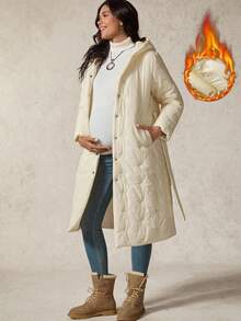 Boho Mama 冬季孕妇休闲纯色连帽夹克