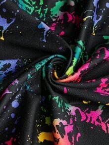 Comfylo Plus Splash Ink Print Single Button Blazer Fall Women Clothes Fall Clothes Plus Size Fall Outfits For Women  Fall Outfits Women Autumn - Multicolor - View 8