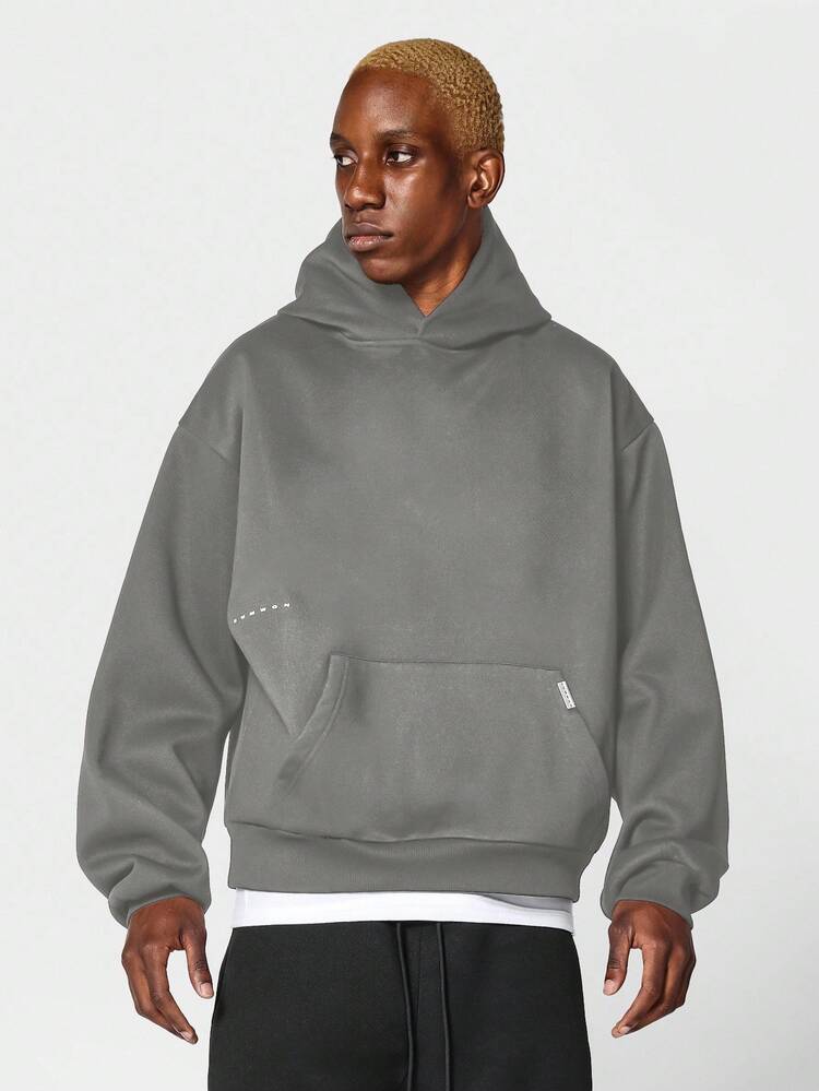 Brushstroke Text Design Hoodie With Centre Pocket