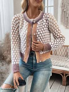 EMERY ROSE Cárdigan casual de mujer de manga larga y abotonadura sencilla (color del hilo aleatorio), otoño - Multicolor - Ver 4