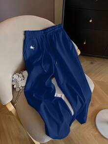 Airaco 休闲通勤宽松抽绳松紧腰运动街头直筒裤女款裤子 - 寶藍色 - 查看 3