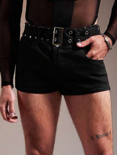 FeverCity 男士水洗紧身短裤，休闲新款，时尚超级短裤