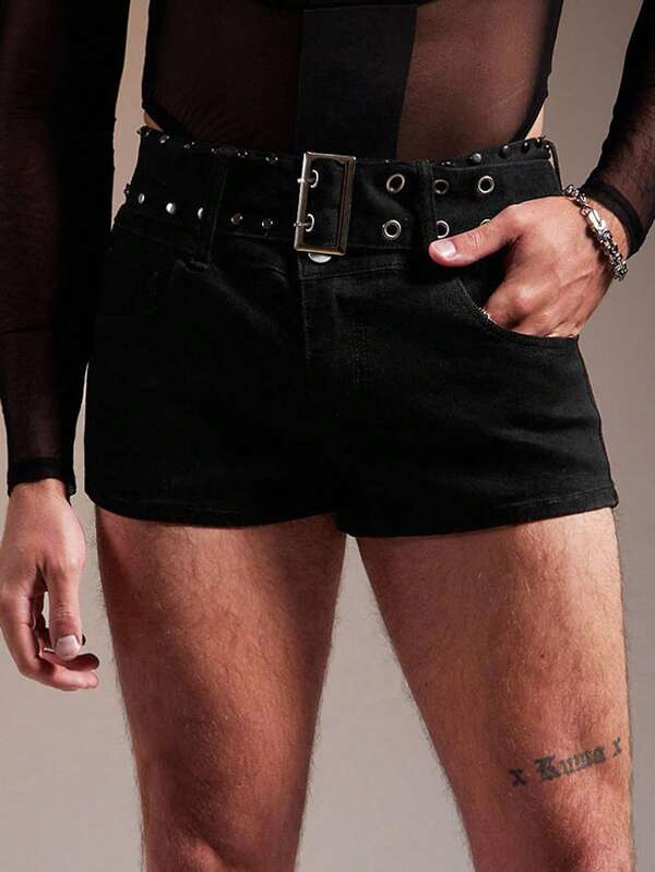 FeverCity 男士水洗紧身短裤，休闲新款，时尚超级短裤