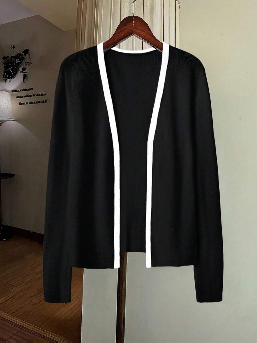 GlowEve Áo khoác cardigan tối giản phong cách mới, áo len thời trang Âu Mỹ đa năng - màu đen - Xem 1