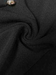 Elaquor 大码优雅女士优雅修身中腰假纽扣短裤，冬季女士短裤，机场服装，女士秋冬短裤 - 黑色 - 查看 3