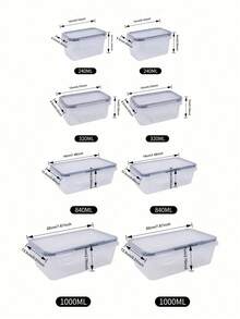 SHEIN 8 件多尺寸透明食品储存容器，带密封盖 - 适用于水果、蔬菜、意大利面等 - 可微波加热、可重复使用的聚丙烯厨房储存工具、厨房储存 | 时尚储存设计 | 可微波加热容器、学校用品 - 無色 - 查看 13