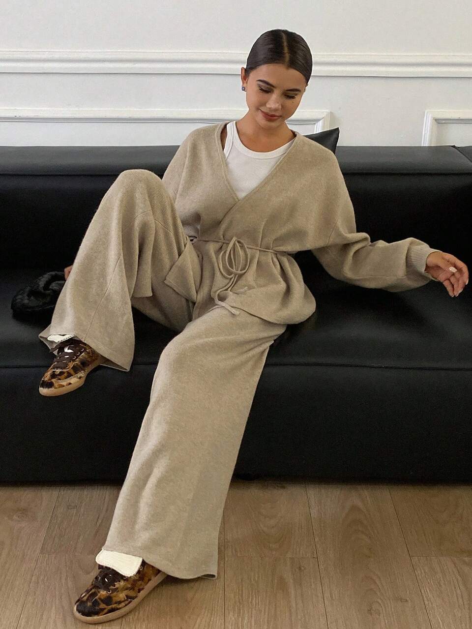 2pcs/Set Women Loose Casual Wrap Sweater, Autumn/Winter