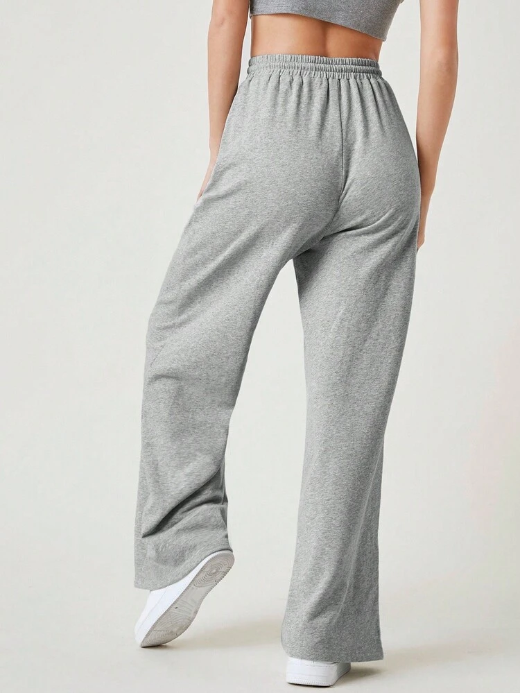 Terry Fleece Wide Leg Drawstring Waist Pants/Summer