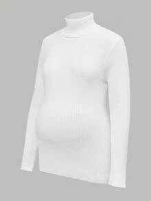 SHEIN Autumn And Winter Maternity Casual Versatile Turtleneck Sweater, Autumn/Winter