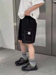 Mirajuku Tween Boy Topstitching Design Pocket Loose Casual Shorts