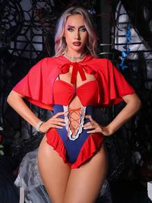 SHEIN Bộ đồ lót hóa trang Halloween gợi cảm dành cho nữ 2 món - Nhiều màu - Xem 5