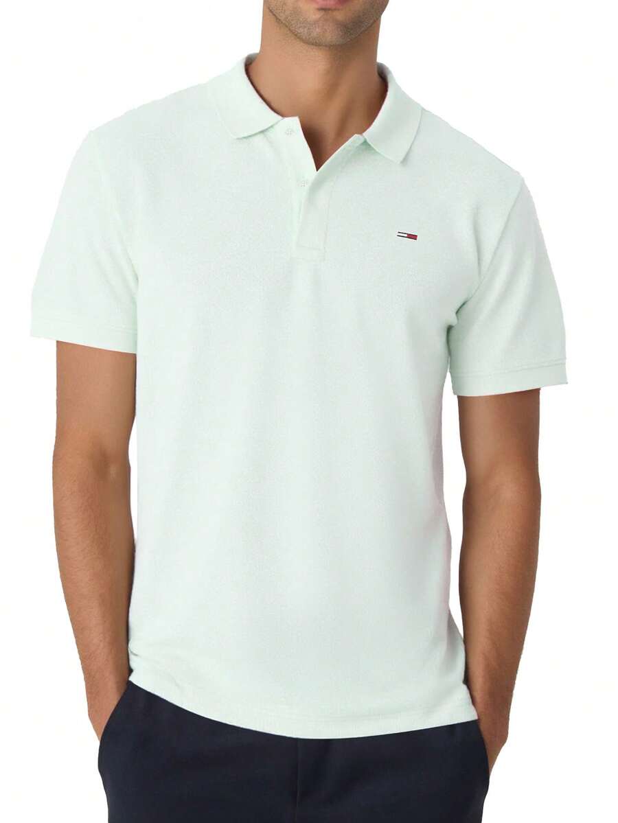 Tommy Hilfiger TOMMY JEANS Men's Polo Shirts Soft Easy To Match Moisture-Wicking Weekend Office Commuting Mint DM0DM20226-L6V - Mint Green - View 1