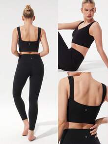 GLOWMODE Seamless U-Back Active Bra Removable Cups Low Impact Yoga Daily Removable Cups - Black - View 9