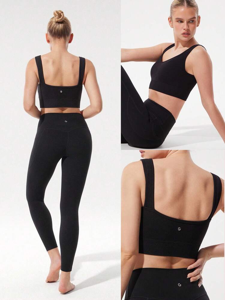 Seamless U-Back Active Bra Removable Cups Low Impact Yoga Pilates Daily Removable Cups