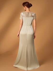 Serin Elegant Luxurious Beaded & Sequin Satin Ruched Mermaid Hem Skirt, Suitable For Weddings, Parties, Vacations, Galas, Evening Gowns, Mother Of The Bride