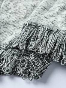 Manfinity Homme Cárdigan con parches de color contrastante y decoración con flecos para hombre, otoño e invierno - Gris - Ver 5