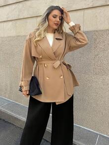 Auralis Jachetă de toamnă cu guler crestat și două nasturi, mărime plus, casual