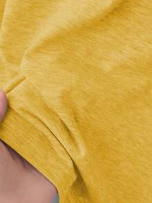 Franclia Women's Casual Loose Fit Gray T-Shirt With Ruffle Trim Crew Neck And Sleeves, Versatile For Commuting, Outings, School, Gatherings, And Home Activities, Spring/Summer - Mustard Yellow - View 4