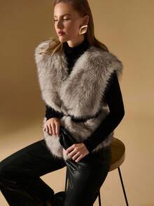 Briarwyn Elegant Women's Sleeveless Faux Fur Warmth Vest,Fall Clothes For Women,Winter Clothes For Women,Chic Women's Vest ,Old Money Style Women - Grey - View 6